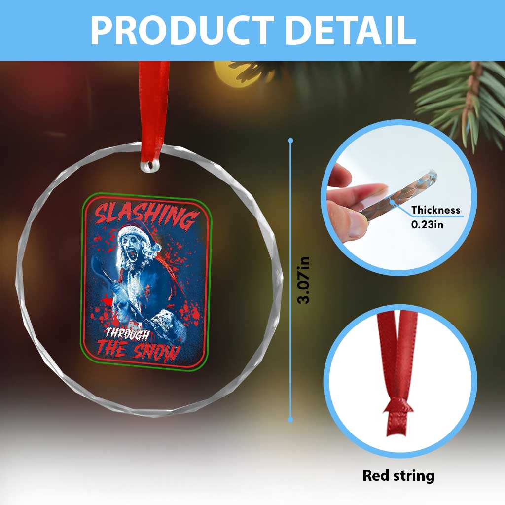 Terrifier Santa Christmas Crystal Glass Ornament Slashing Through The Snow - Wonder Print Shop