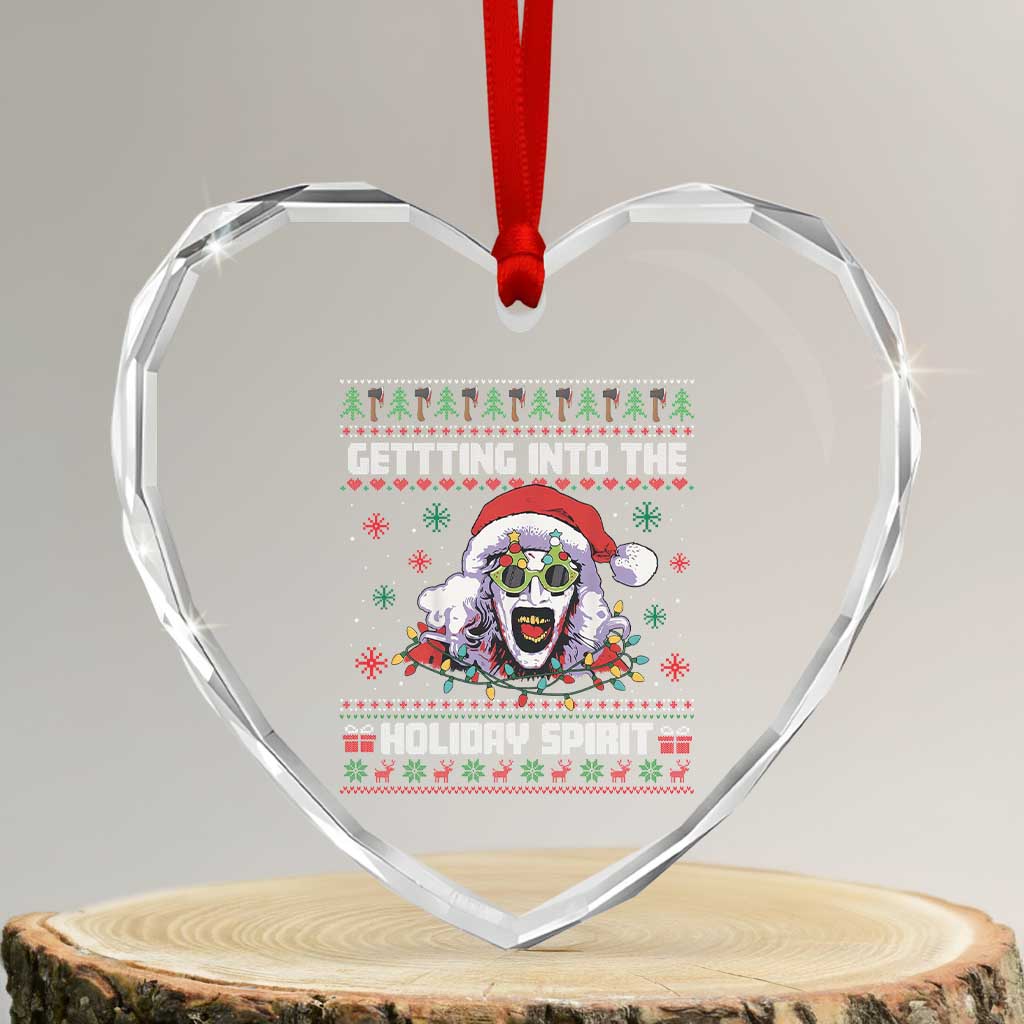 Terrifier Santa Christmas Heart Crystal Glass Ornament Getting Into The Holiday Spirit Horror Movie - Wonder Print Shop