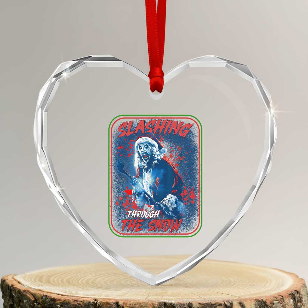 Terrifier Santa Christmas Heart Crystal Glass Ornament Slashing Through The Snow - Wonder Print Shop