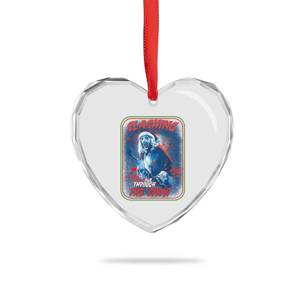 Terrifier Santa Christmas Heart Crystal Glass Ornament Slashing Through The Snow - Wonder Print Shop