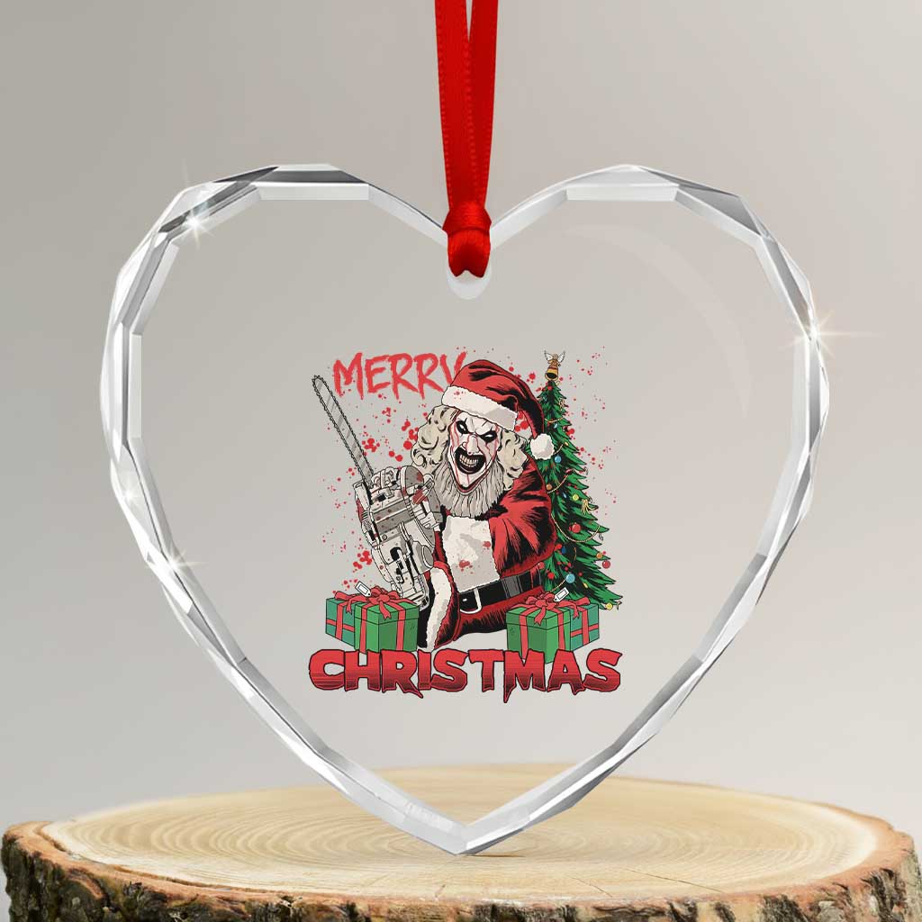 Terrifier Santa Christmas Horror Movie Heart Crystal Glass Ornament - Wonder Print Shop