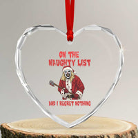 Terrifier Santa Christmas Movie Heart Crystal Glass Ornament On The Naughty List And I Regret Nothing - Wonder Print Shop