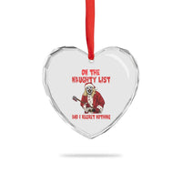 Terrifier Santa Christmas Movie Heart Crystal Glass Ornament On The Naughty List And I Regret Nothing - Wonder Print Shop