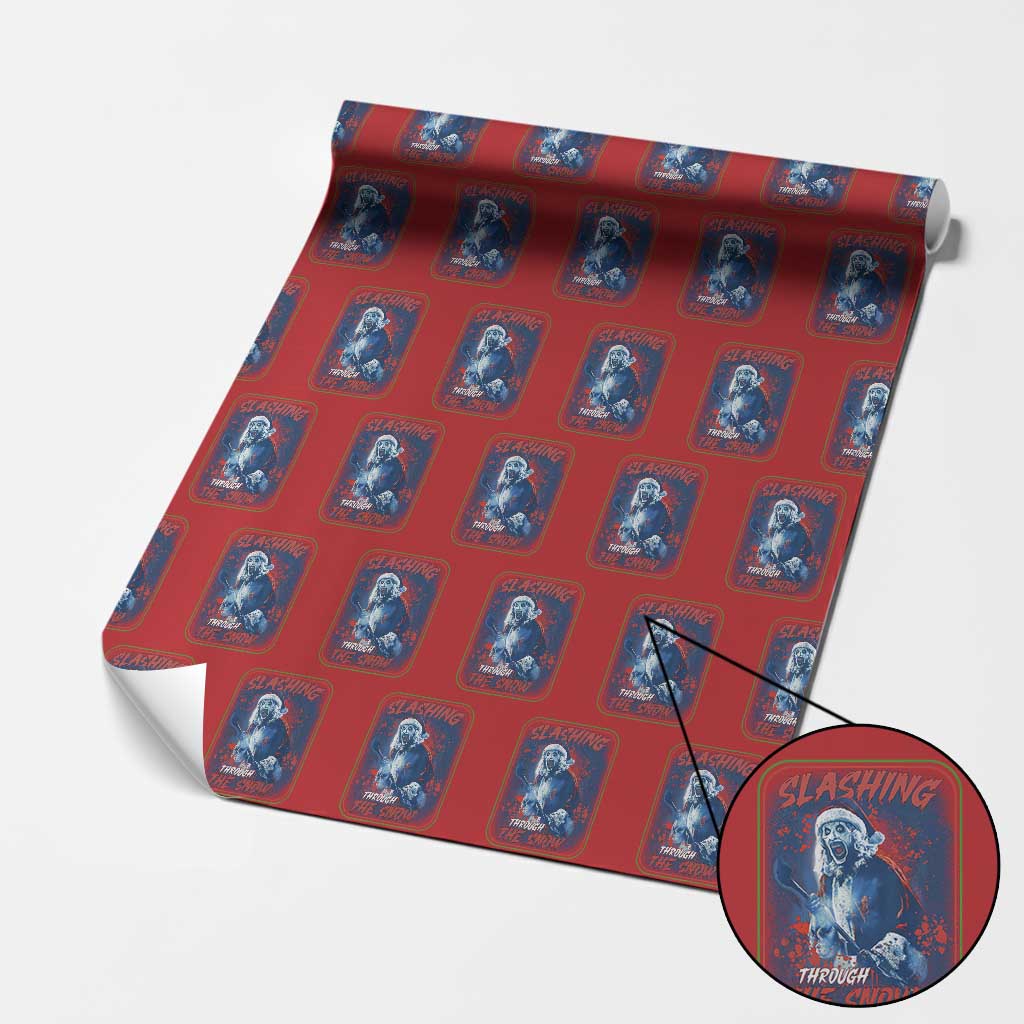 Terrifier Santa Christmas Wrapping Paper Roll Slashing Through The Snow - Wonder Print Shop