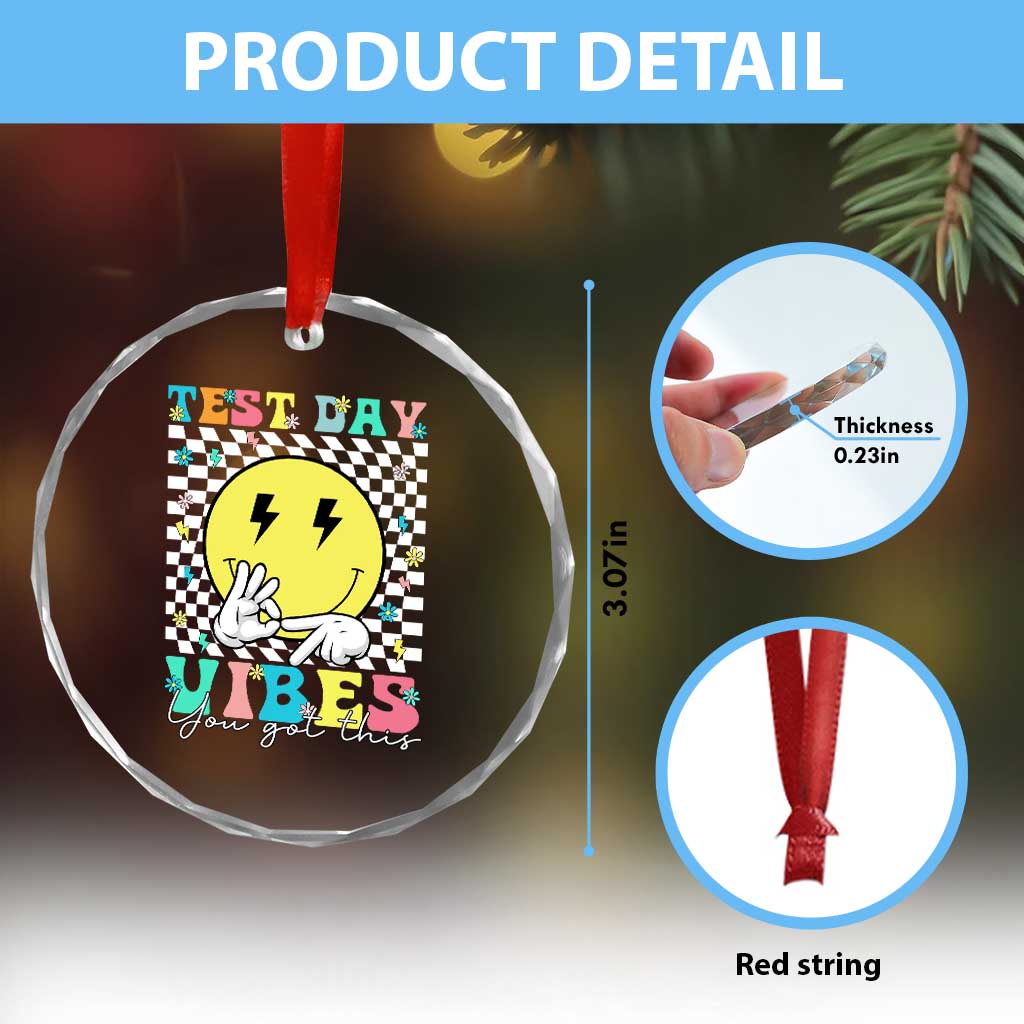 Test Day 67 Meme Crystal Glass Ornament You Got This Testing Teacher Retro Grooves
