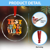 Test Day Vibes Crystal Glass Ornament Teacher Groovy Testing Day Exam