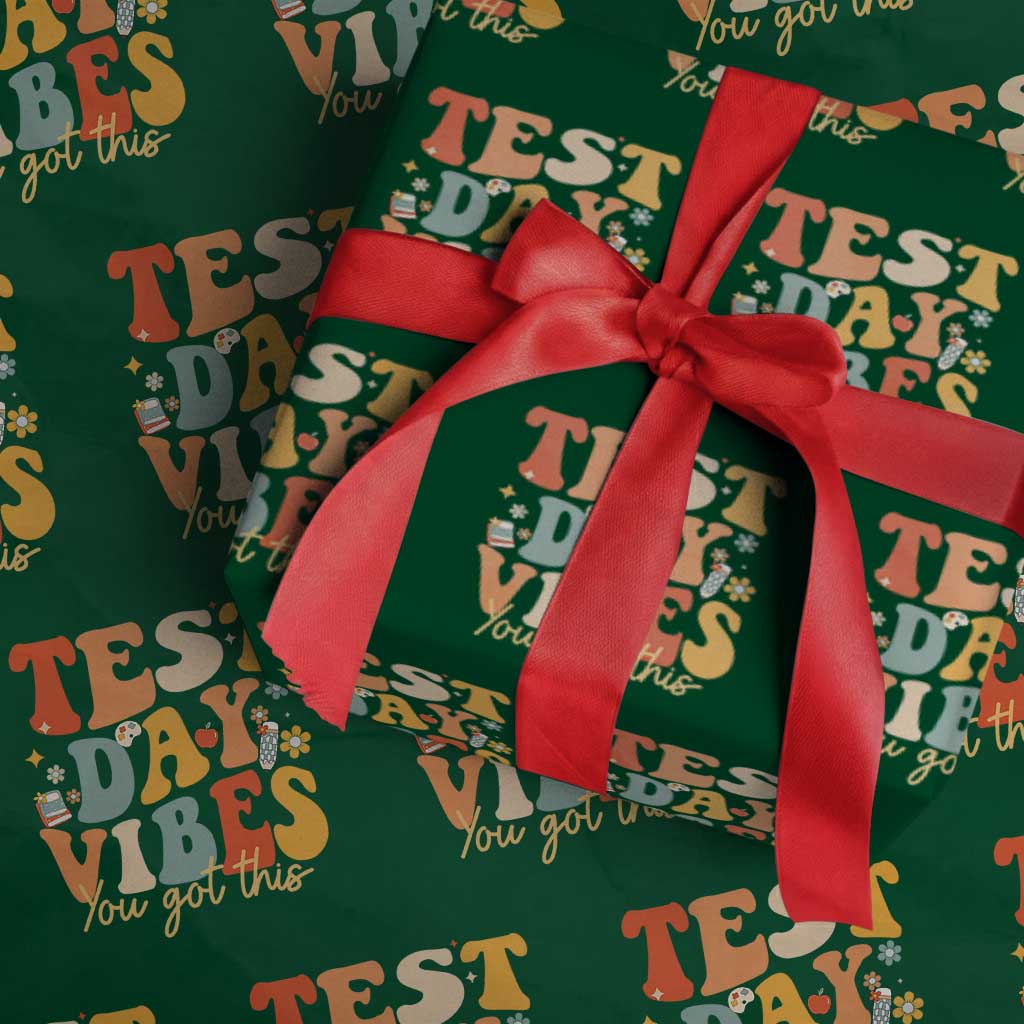 Test Day Vibes Wrapping Paper Roll Teacher Groovy Testing Day Exam