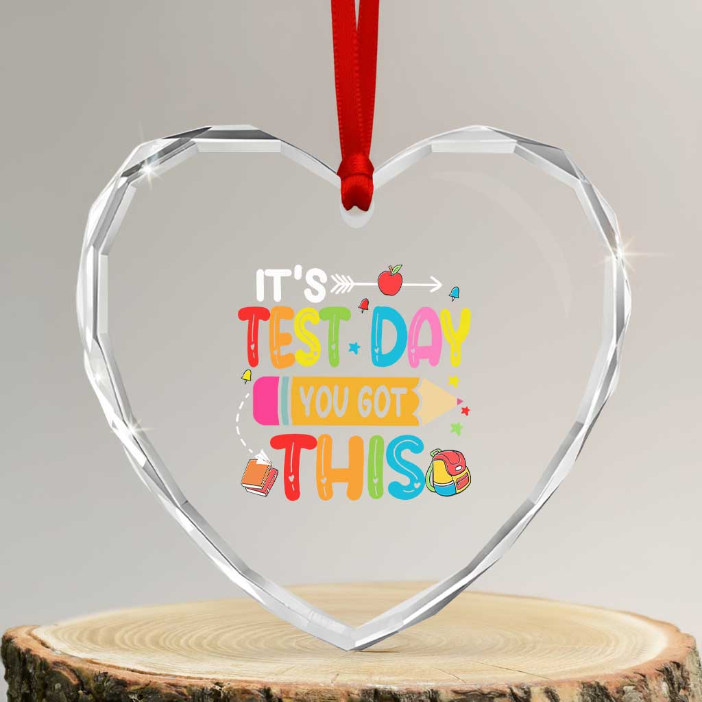 Test Day You Got This Heart Crystal Glass Ornament