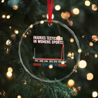 Testicular Injuries in Womens Sports Satirical Graphic Crystal Glass Ornament Dark Humor with Controversial Commentary - Wonder Print Shop