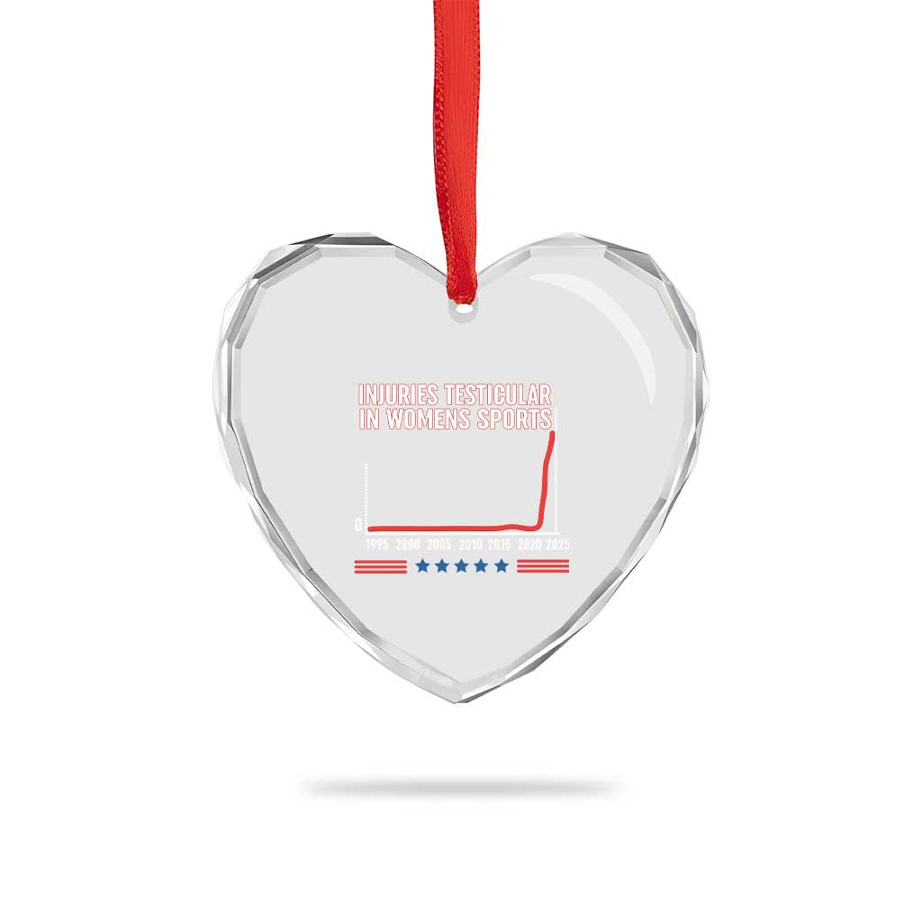 Testicular Injuries in Womens Sports Satirical Graphic Heart Crystal Glass Ornament Dark Humor with Controversial Commentary - Wonder Print Shop