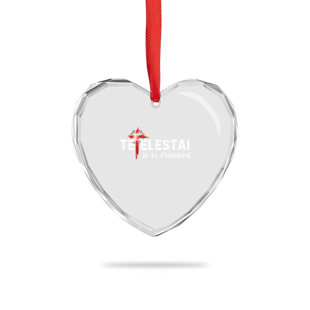 Tetelestai It Is Finished Heart Crystal Glass Ornament Jesus Last Words Christian Easter
