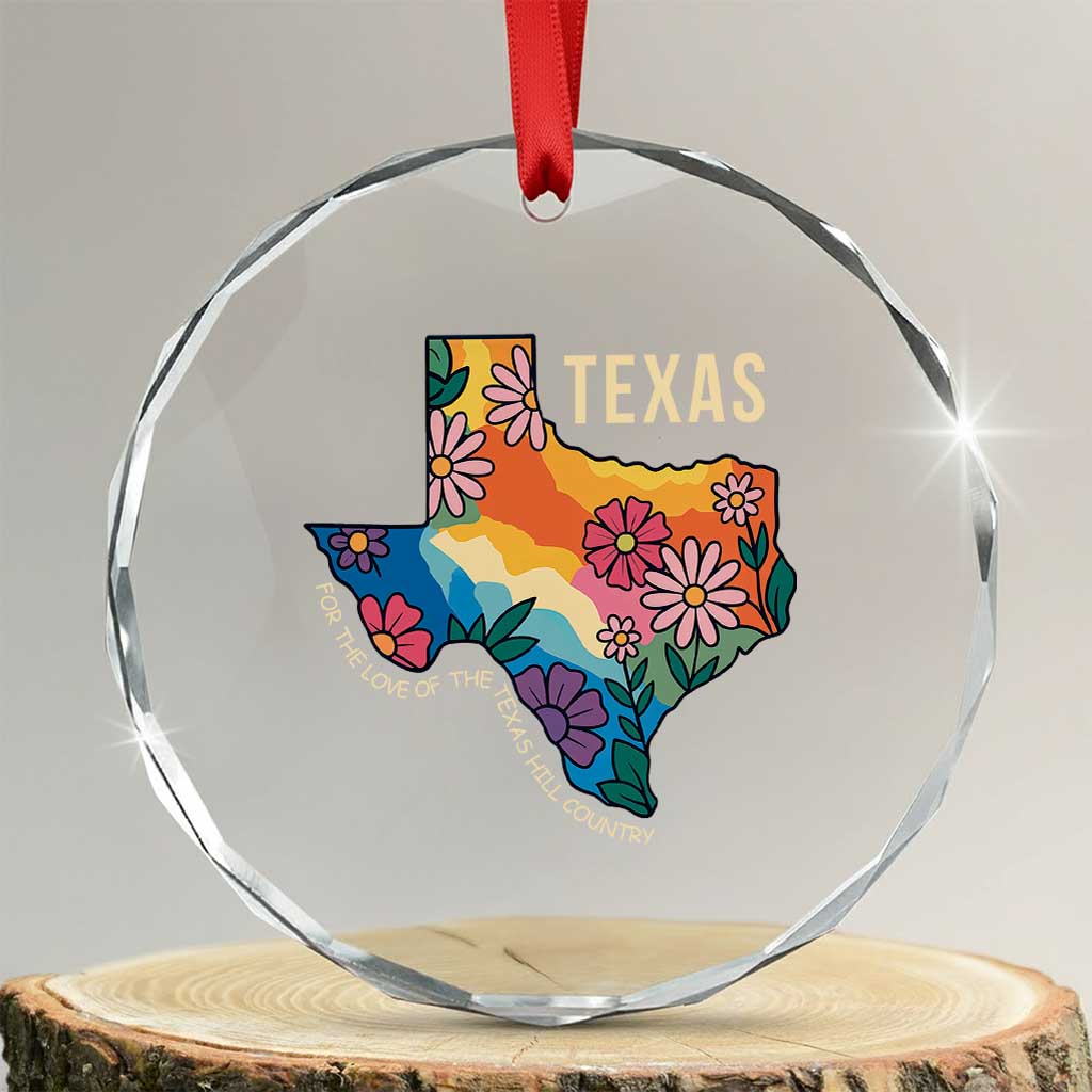 Texas Floral Boho Crystal Glass Ornament For the Love of the Texas Hill Country Southern Pride - Wonder Print Shop