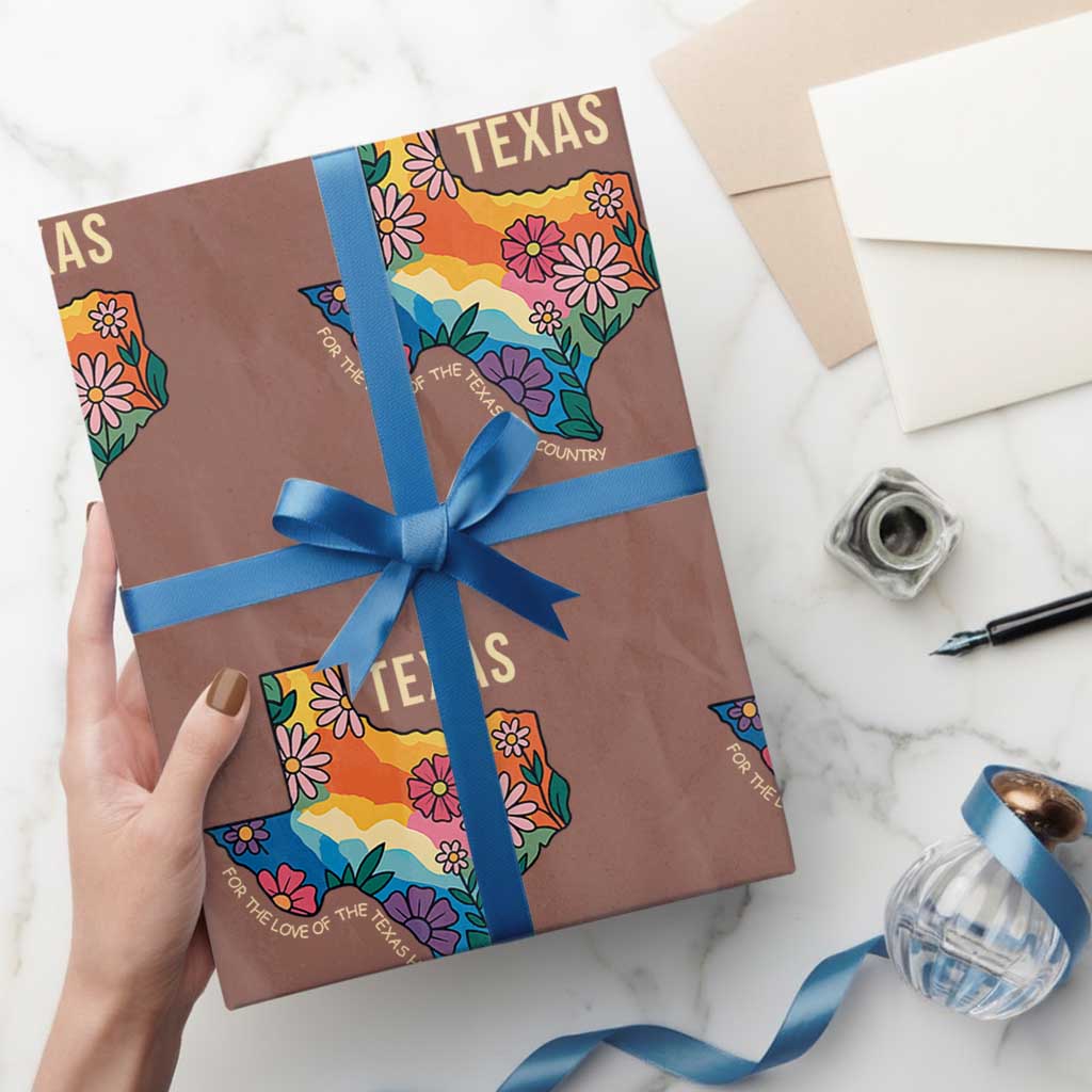 Texas Floral Boho Wrapping Paper Roll For the Love of the Texas Hill Country Southern Pride - Wonder Print Shop
