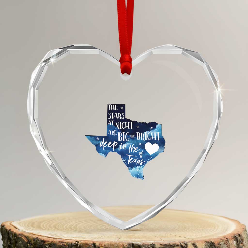Texas Pride Heart Crystal Glass Ornament The Stars at Night Are Big and Bright - Wonder Print Shop