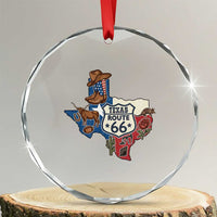 Texas Route Highway 66 Adventure Crystal Glass Ornament Desert Road Trip Graphic