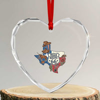 Texas Route Highway 66 Adventure Heart Crystal Glass Ornament Desert Road Trip Graphic