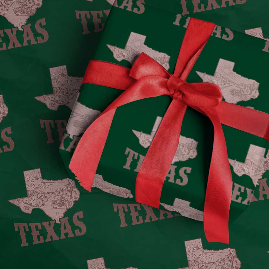 Texas Route Highway 66 Biker Wrapping Paper Roll Vintage Biker Road Trip
