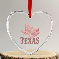 Texas Route Highway 66 Biker Heart Crystal Glass Ornament Vintage Biker Road Trip