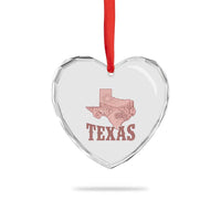 Texas Route Highway 66 Biker Heart Crystal Glass Ornament Vintage Biker Road Trip