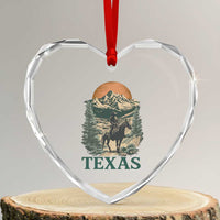 Texas Western Cowboy Life Heart Crystal Glass Ornament Vintage Horse Riding Graphic