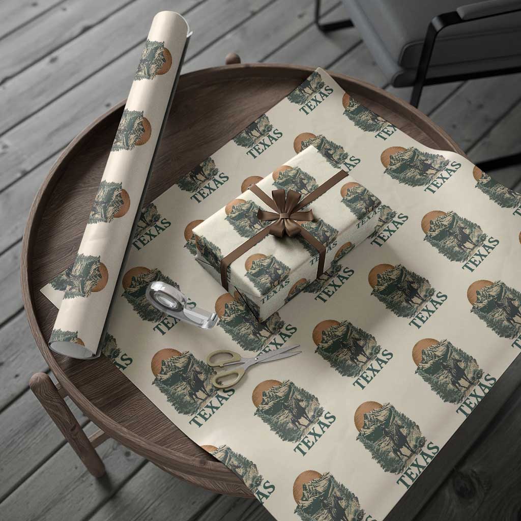 Texas Western Cowboy Life Wrapping Paper Roll Vintage Horse Riding Graphic