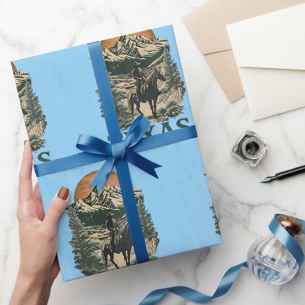 Texas Western Cowboy Life Wrapping Paper Roll Vintage Horse Riding Graphic