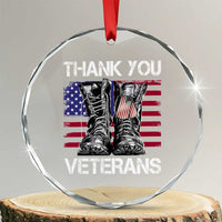 Thank You Veterans Crystal Glass Ornament American Flag Military Supportive Veterans Day - Wonder Print Shop