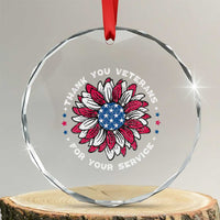 Thank You Veterans Crystal Glass Ornament American Flag Sunflower Military Tribute TS02
