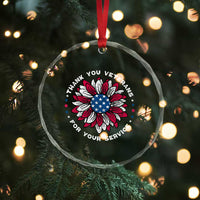 Thank You Veterans Crystal Glass Ornament American Flag Sunflower Military Tribute TS02