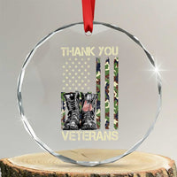 Thank You Veterans Crystal Glass Ornament Camo American Flag Military Supportive Veterans Day - Wonder Print Shop
