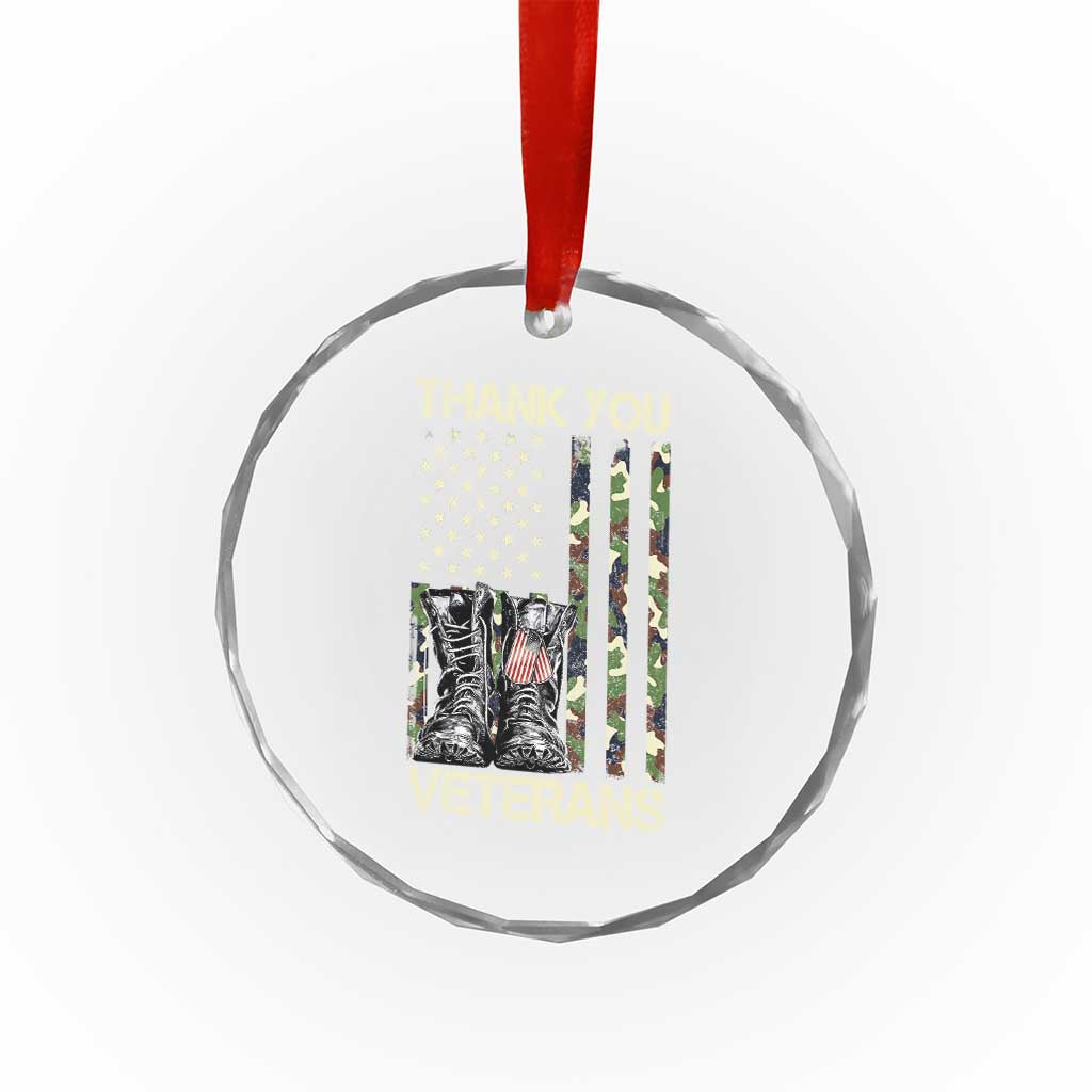 Thank You Veterans Crystal Glass Ornament Camo American Flag Military Supportive Veterans Day - Wonder Print Shop