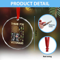 Thank You Veterans Crystal Glass Ornament Camo American Flag Military Supportive Veterans Day - Wonder Print Shop