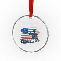 Thank You Veterans Crystal Glass Ornament Never Forget Veterans Military Appreciation US Flag - Wonder Print Shop