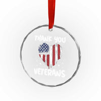 Thank You Veterans Crystal Glass Ornament Patriotic Veterans Day Grunge USA Flag Heart - Wonder Print Shop