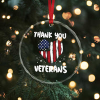 Thank You Veterans Crystal Glass Ornament Patriotic Veterans Day Grunge USA Flag Heart - Wonder Print Shop