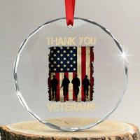 Thank You Veterans Crystal Glass Ornament Veterans Day Patriotic American Flag - Wonder Print Shop
