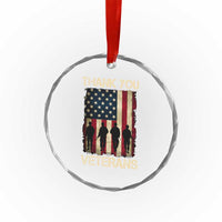 Thank You Veterans Crystal Glass Ornament Veterans Day Patriotic American Flag - Wonder Print Shop