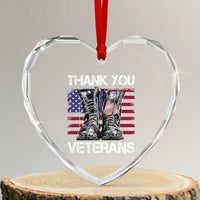 Thank You Veterans Heart Crystal Glass Ornament American Flag Military Supportive Veterans Day - Wonder Print Shop