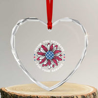 Thank You Veterans Heart Crystal Glass Ornament American Flag Sunflower Military Tribute - Wonder Print Shop