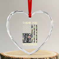 Thank You Veterans Heart Crystal Glass Ornament Camo American Flag Military Supportive Veterans Day - Wonder Print Shop