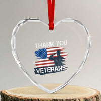 Thank You Veterans Heart Crystal Glass Ornament Never Forget Veterans Military Appreciation US Flag - Wonder Print Shop