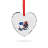 Thank You Veterans Heart Crystal Glass Ornament Never Forget Veterans Military Appreciation US Flag - Wonder Print Shop