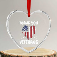 Thank You Veterans Heart Crystal Glass Ornament Patriotic Veterans Day Grunge USA Flag Heart - Wonder Print Shop