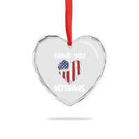 Thank You Veterans Heart Crystal Glass Ornament Patriotic Veterans Day Grunge USA Flag Heart - Wonder Print Shop