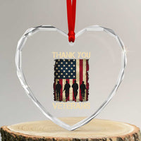 Thank You Veterans Heart Crystal Glass Ornament Veterans Day Patriotic American Flag - Wonder Print Shop