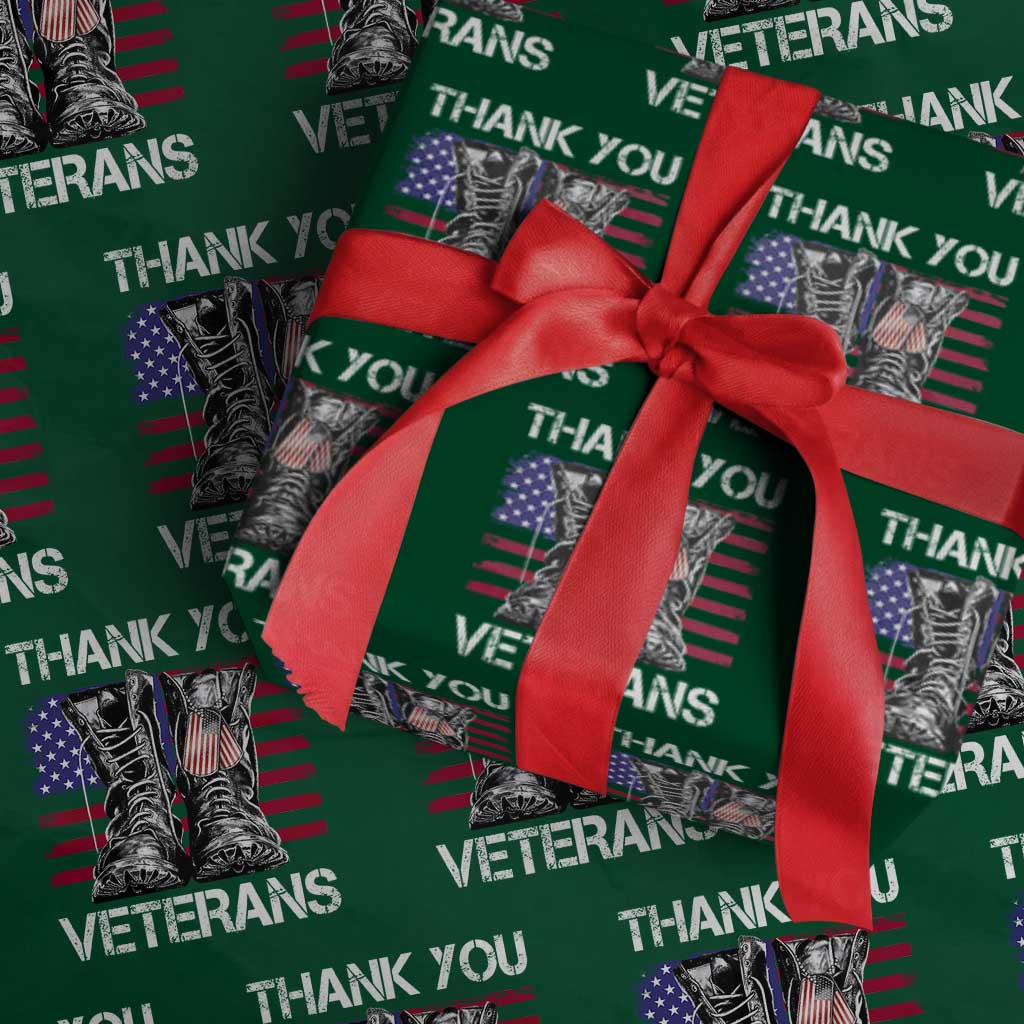 Thank You Veterans Wrapping Paper Roll American Flag Military Supportive Veterans Day - Wonder Print Shop