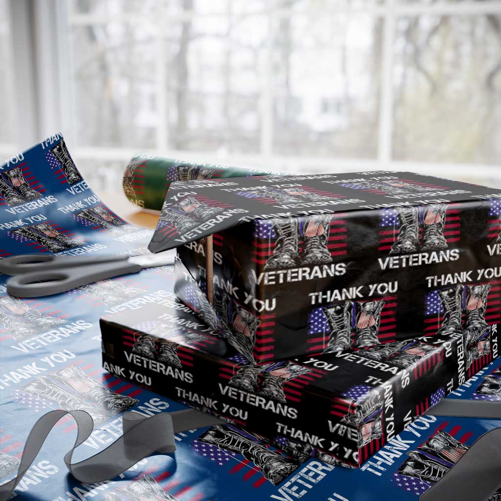 Thank You Veterans Wrapping Paper Roll American Flag Military Supportive Veterans Day - Wonder Print Shop