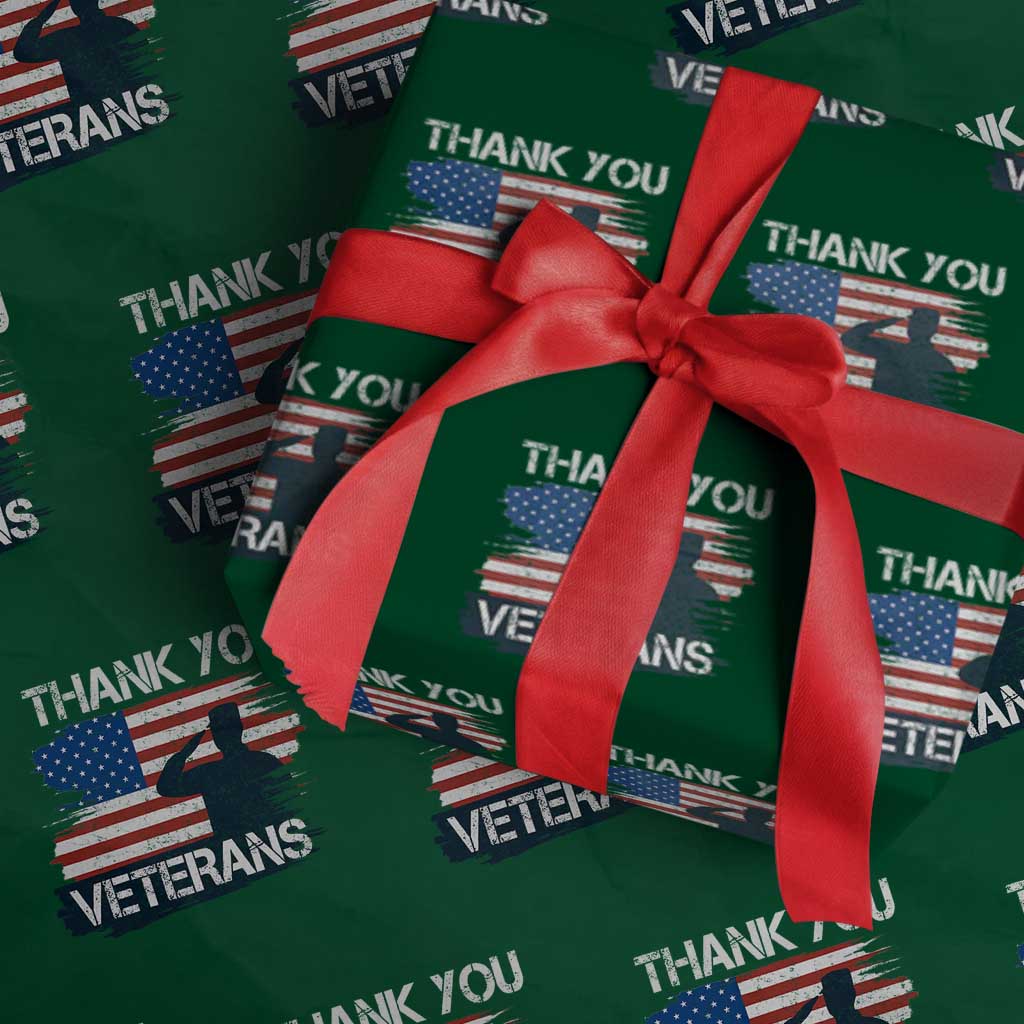 Thank You Veterans Wrapping Paper Roll Never Forget Veterans Military Appreciation US Flag - Wonder Print Shop