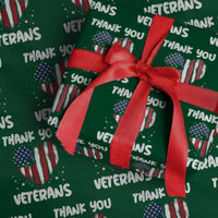 Thank You Veterans Wrapping Paper Roll Patriotic Veterans Day Grunge USA Flag Heart - Wonder Print Shop
