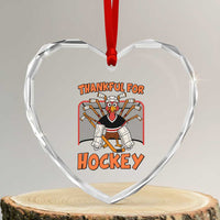 Thankful For Hockey Heart Crystal Glass Ornament Funny Turkey Ice Hockey Player Gift - Wonder Print Shop
